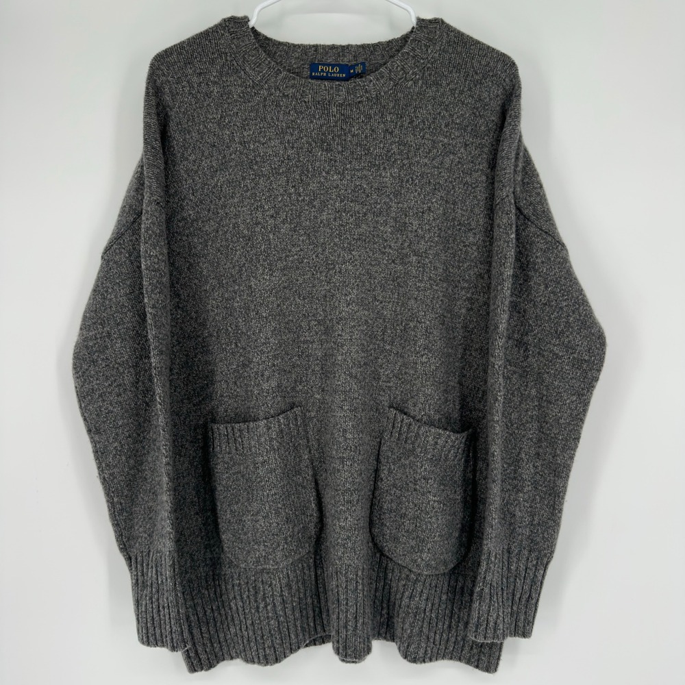 Polo Ralph Lauren Merino Wool Cashmere Pocket Sweater Grey Mens Medium